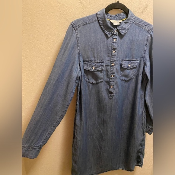 Boden Blue Long Sleeve Jean Collared Linen Blend Shirt Dress Size 6R - Picture 6 of 11
